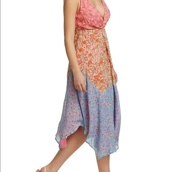 Ramy Brook Isabel Floral Handkerchief Dress Horizon Rose Pink Combo, 6 - Picture 3 of 13